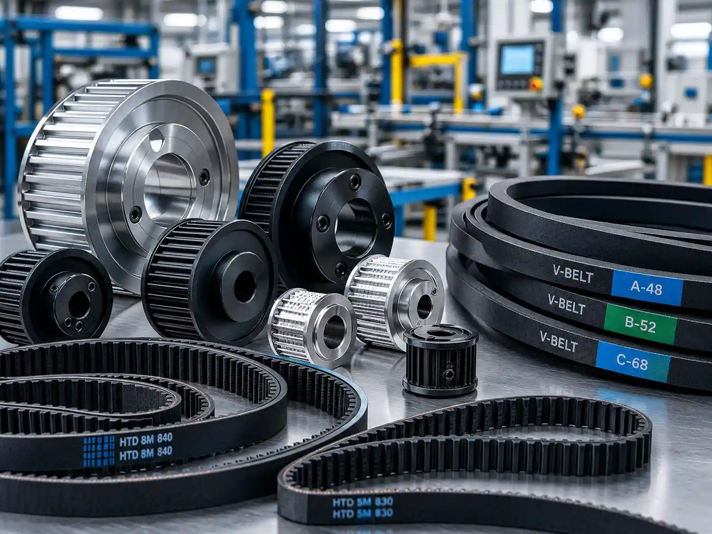 Industrial timing pulleys and power transmission components